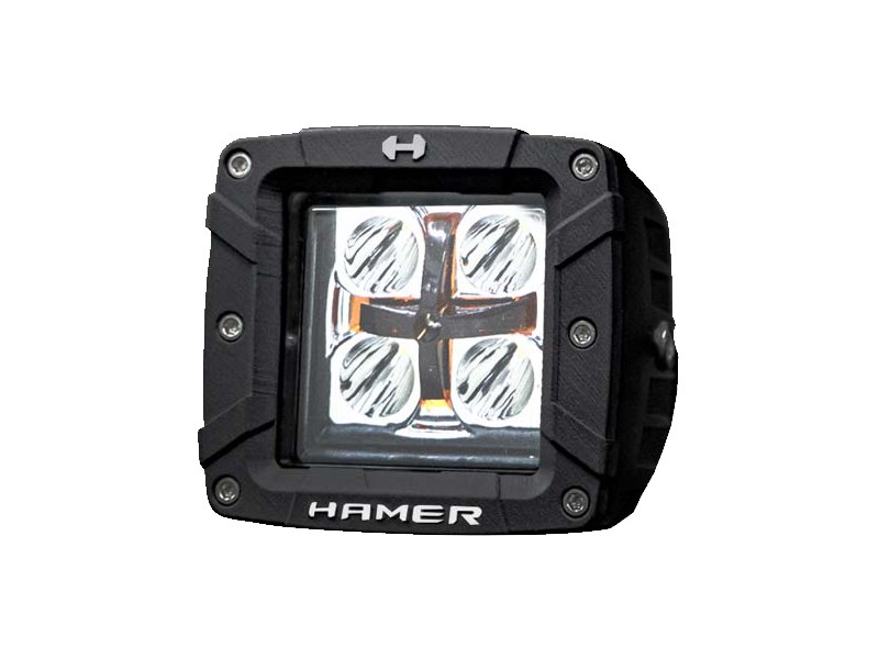Projecteur, taille 4.8" 16W, blanc-jaune, douille carrée