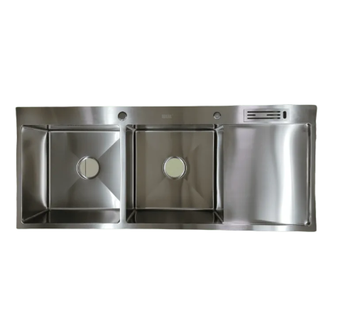 Evier 2 bac inox avec égouttoir a droite 120x50 (sans robinetterie) 