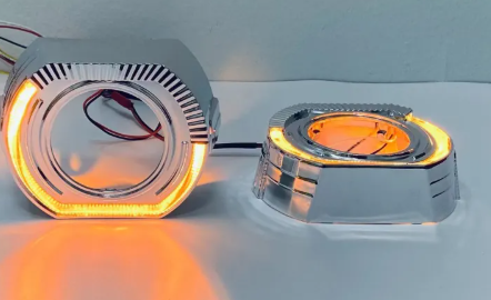 Angel eyes - cache de projecteur bi-led/bi-xenon 3 pouces - argent style BMW sport