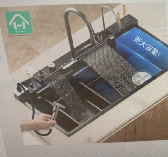 Evier en acier inoxydable multifonction avec écran numérique 100x50 avec douchette