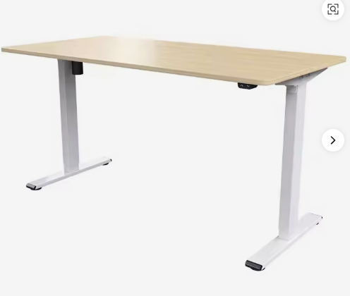 Bureau électrique couleur bois et pied blanc -1600x700mm - 120kg - ajustable sur 3 niveaux - 2 moteurs 