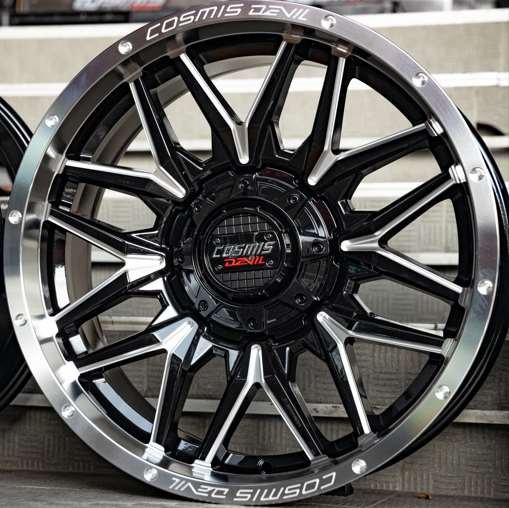 Jante DUB-8V 20X9.0 12X130/139.7 ET-12 CB.106.1 Brillant/Noir/Moulinage + Moulinage Borde