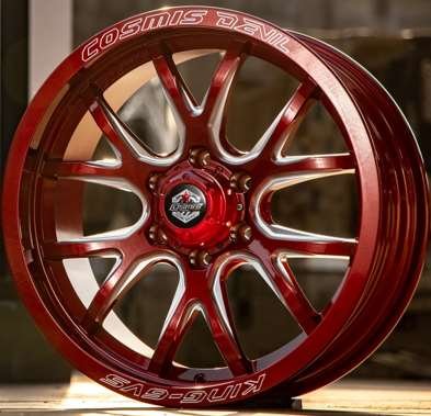 Jante KING 6VS 20X9.0 6X139.7 ET15 CB.106.1 Tout Rouge Fraisage (K)