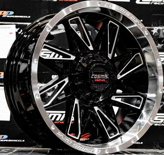 Jante SPIN-82 20X9.0 12X130/139.7 ET0 CB.106.1 BRILLANT/NOIR/FRAISAGE+JANTES MOULÉES