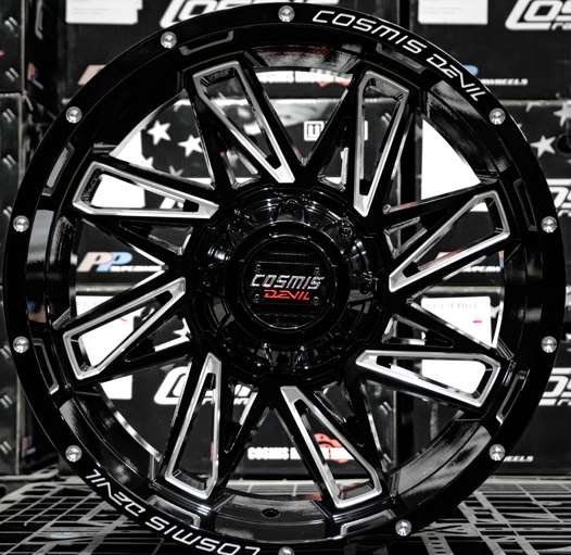 Jante SPIN-82 20X9.0 12X130/139.7 ET0 CB.106.1 NOIR BRILLANT+FRAISAGE(K)