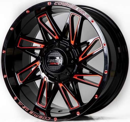 Jante SPIN-82 18X9.0 6X139.7 ET0 CB.106.1 GLOSSBLACK+MILLING(RED)(K)