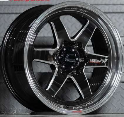 Jante TYPE-R (GranTurismo) 18X8.5 6X130 ET35 CB.75.1 NOIR+MILLING(PALIERS+LETTRES)+LÈVRE MIROIR