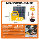 Kit de lampes solaires multifonctions MODI 20 W 7 000 mAh, lumière blanche, éclairage de secours solaire, camping, randonnée, énergie solaire