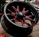 Jante KING 6VS 20X9.0 6X139.7 ET15 CB.106.1 Noir + Rayons CNC Rouge (K)
