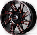Jante SPIN-82 18X9.0 6X139.7 ET0 CB.106.1 GLOSSBLACK+MILLING(RED)(K)