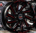 Jante TWIN 18X9.0 12X130/139.7 ET0 CB.106.1 NOIR BRILLANT/ROUGE/KRXZ